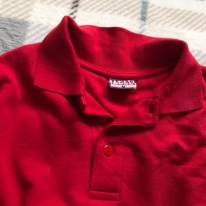 Red collared sweater